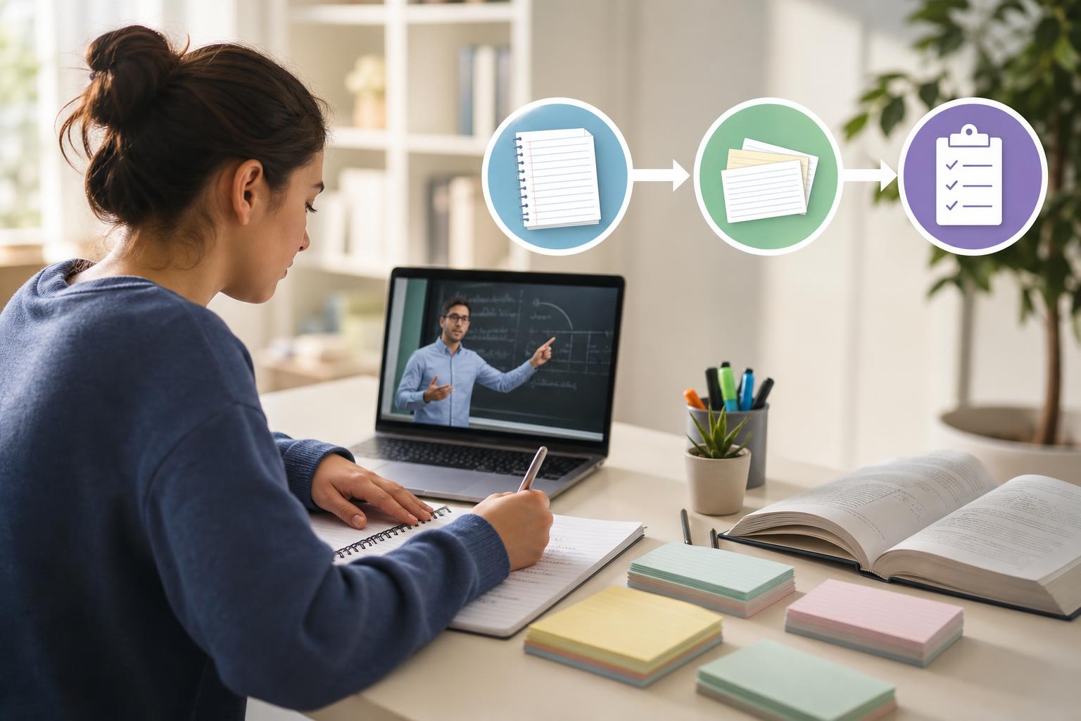 How to Turn a Recorded Lecture Into Study Notes, Flashcards, and a Quiz